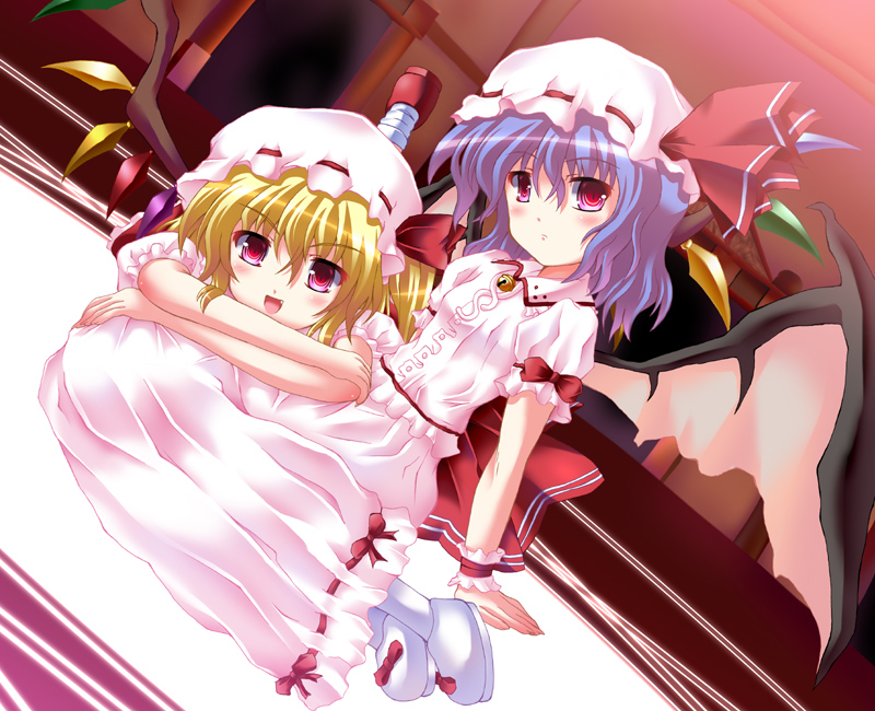 remilia scarlet and flandre scarlet (touhou) drawn by utanone_shion