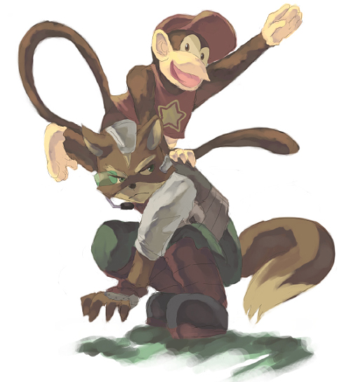 fox mccloud and diddy kong (super smash bros. and 2 more)