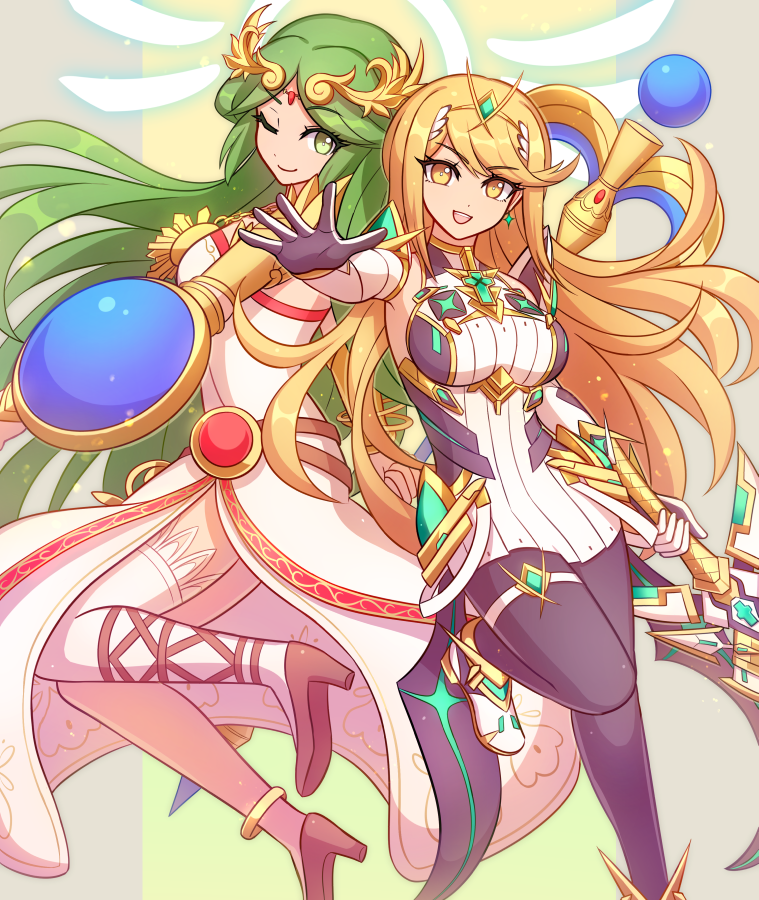 palutena and mythra (xenoblade chronicles and 4 more) drawn by enni