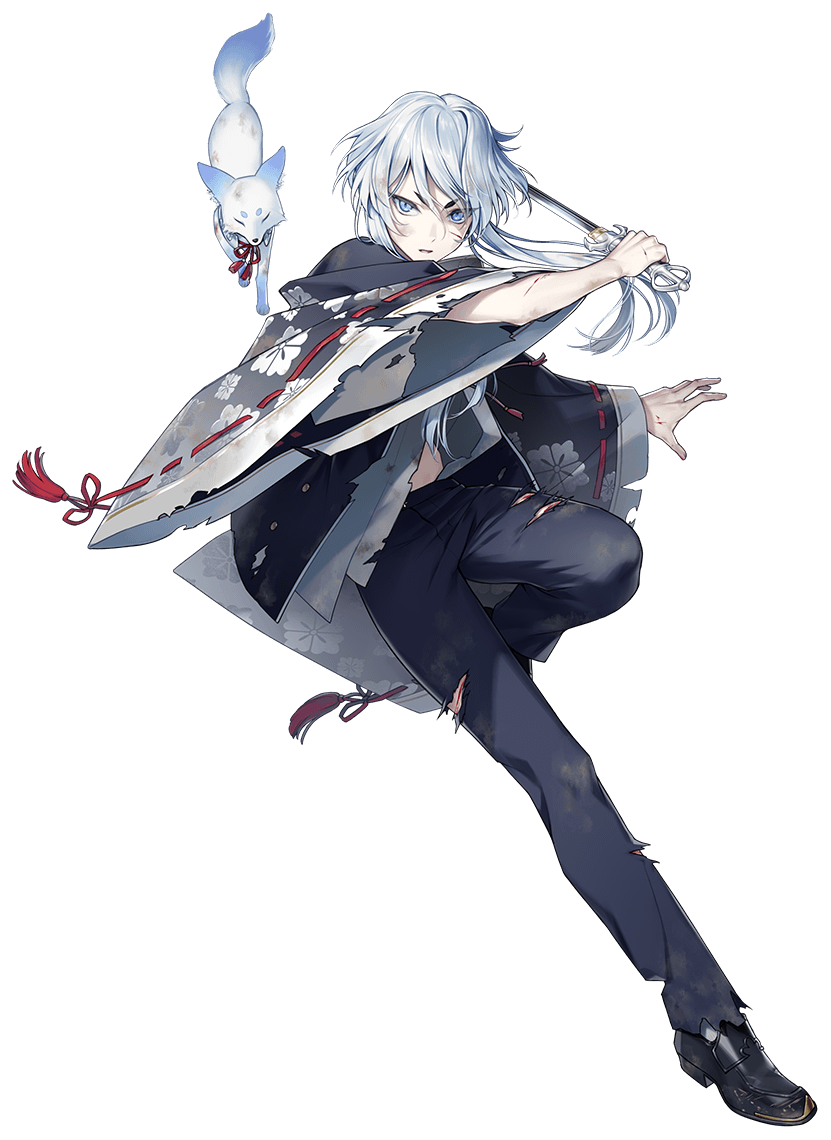 hakusan yoshimitsu and hakusan yoshimitsu's fox (touken ranbu) drawn by nekokan_masshigura