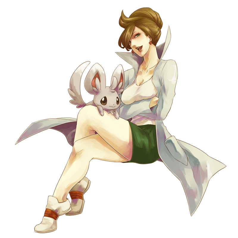 minccino and professor juniper (pokemon and 1 more) drawn by suzuki_hayase