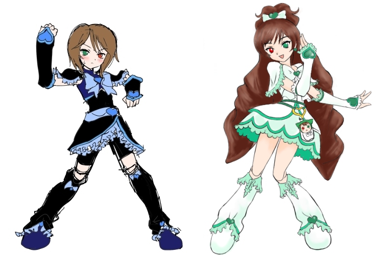 suiseiseki, souseiseki, cure black, and cure white (precure and 2 more)