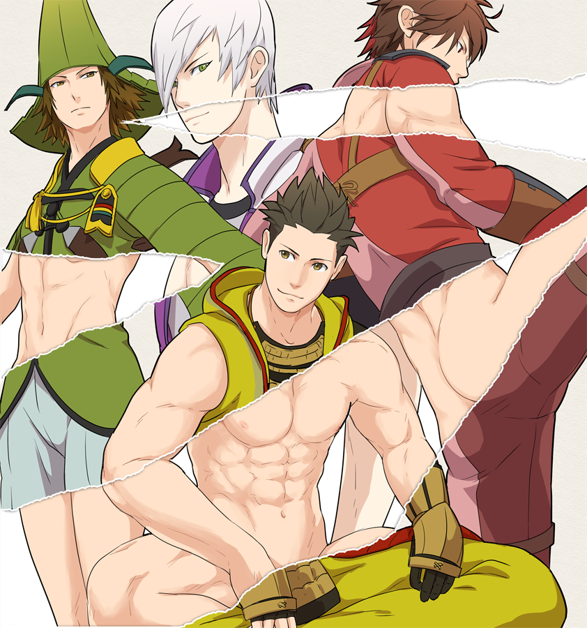 mouri motonari, ishida mitsunari, and tokugawa ieyasu (sengoku basara) drawn by jigoku_meguri