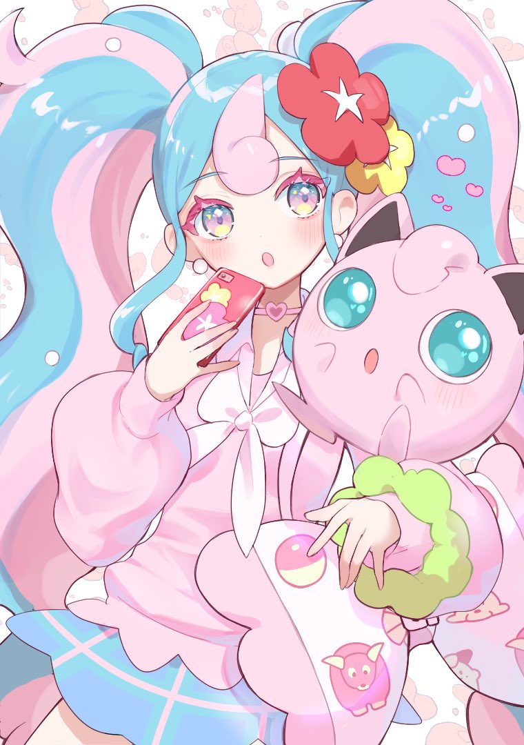 hatsune miku, jigglypuff, fairy miku, clefairy sprite, and bull sprite (pokemon and 2 more) drawn by puchimu