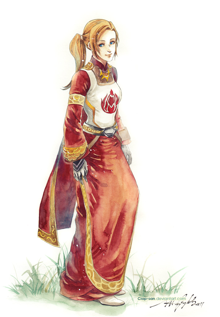 player character and priest (warcraft and 1 more) drawn by claparo