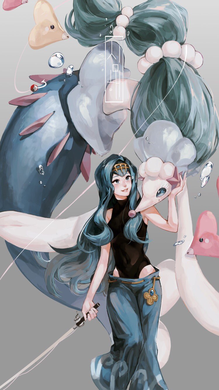 lana, primarina, and luvdisc (pokemon and 1 more) drawn by doka_(doka_ssing)