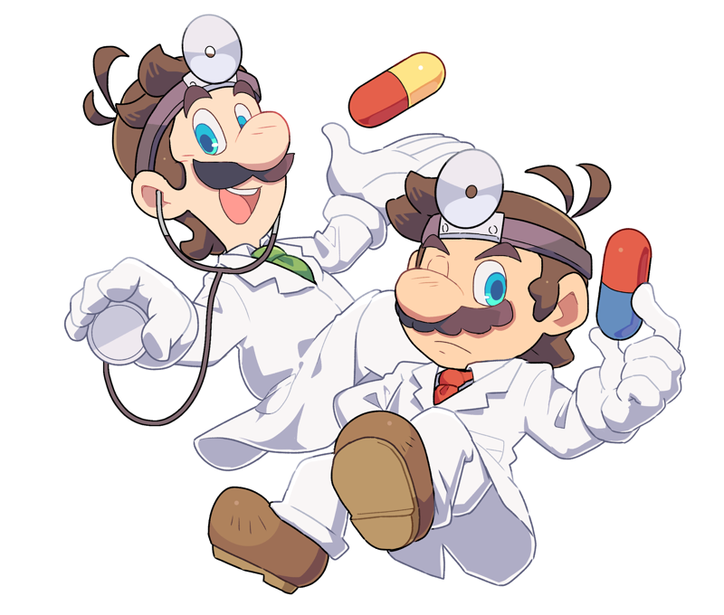 mario, luigi, dr. mario, and dr. luigi (mario and 2 more) drawn by hoshikuzu_pan