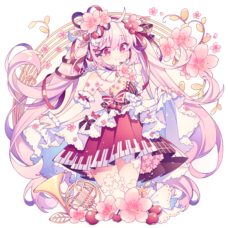 hatsune miku and sakura miku (vocaloid) drawn by hyou_(pixiv3677917)
