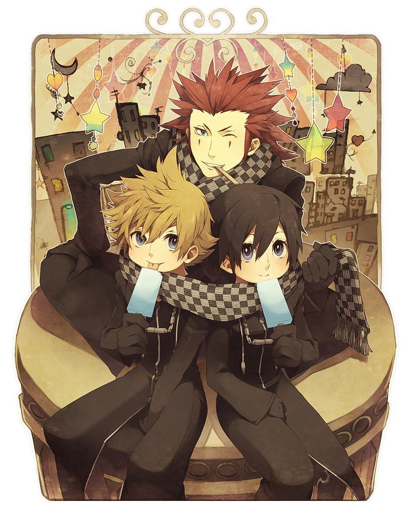 roxas, xion, and axel (kingdom hearts and 1 more) drawn by tore_(ksg666xxx)