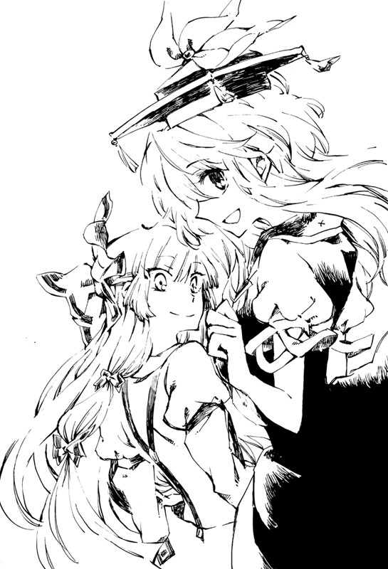 fujiwara no mokou and kamishirasawa keine (touhou) drawn by shinoasa