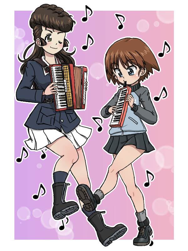 sakaguchi karina, yuri, and tada konomi (girls und panzer) drawn by takahashi_kurage