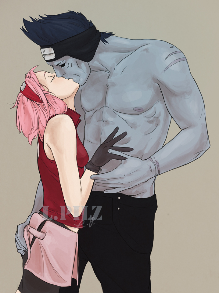 haruno sakura and hoshigaki kisame (naruto and 1 more) drawn by lpilz