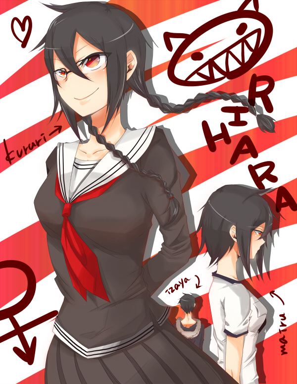 orihara izaya, orihara mairu, and orihara kururi (durarara!!) drawn by hatinoyu