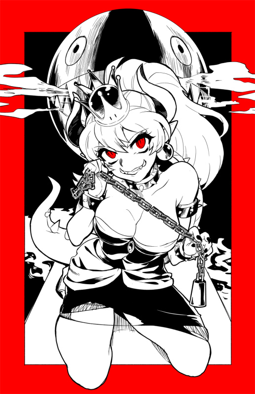 bowsette and chain chomp (mario and 1 more) drawn by minnanokupahime
