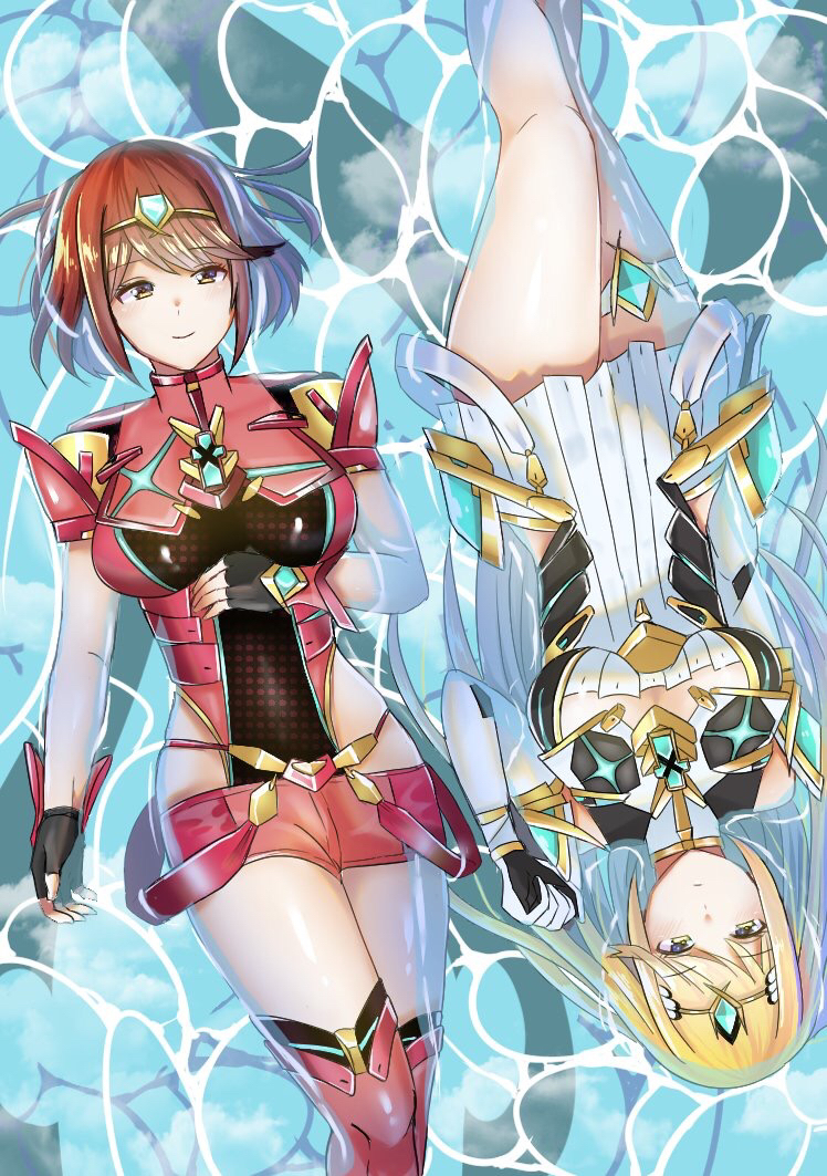 pyra and mythra (xenoblade chronicles and 1 more) drawn by nano_mik