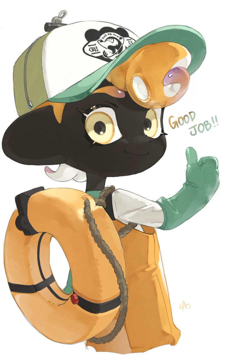 octoling player character and octoling girl (splatoon and 1 more) drawn by a_a2001214
