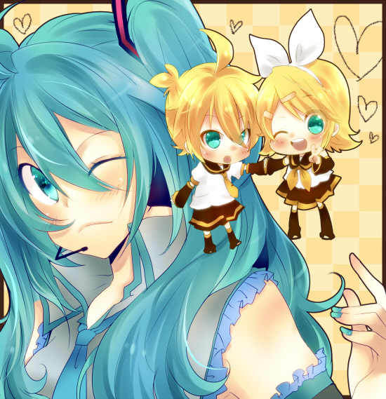 hatsune miku, kagamine rin, and kagamine len (vocaloid) drawn by touyama_soboro