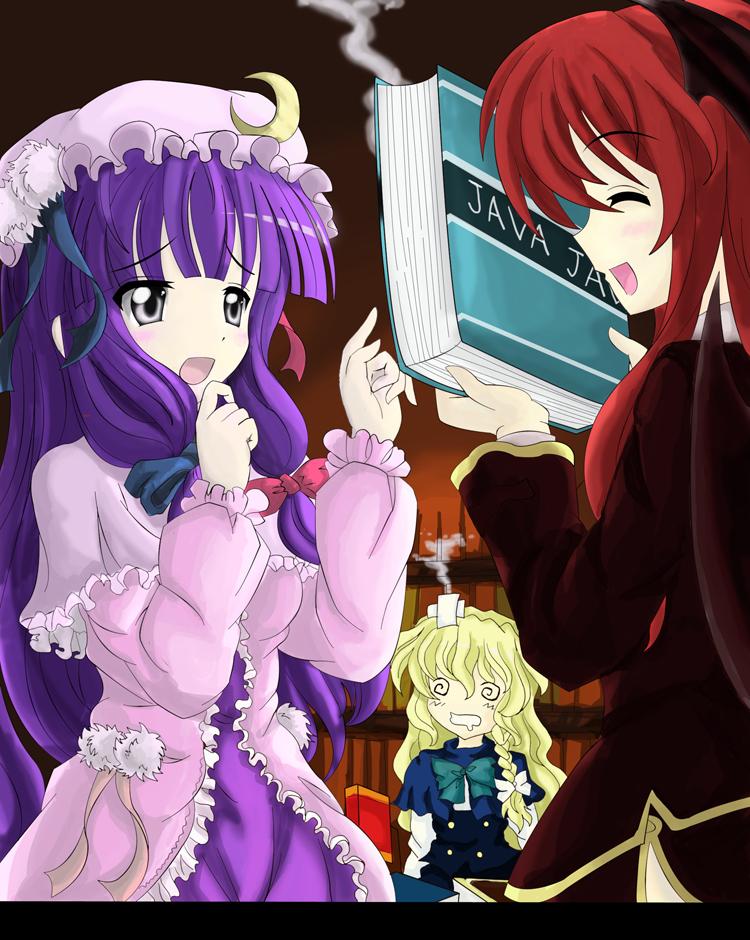 kirisame marisa, patchouli knowledge, and koakuma (touhou) drawn by north_abyssor