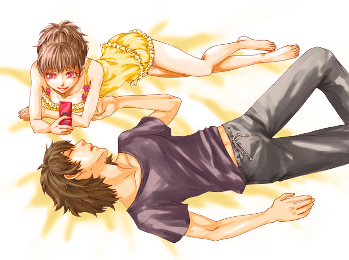 shiomi kotone and aragaki shinjirou (persona and 2 more) drawn by kagura_(momiji-iro)