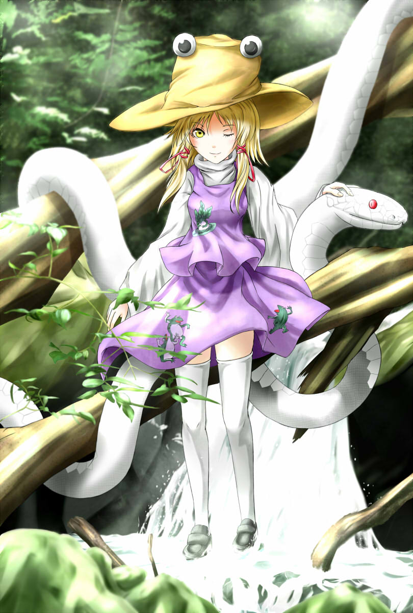 moriya suwako and mishaguji (touhou) drawn by rubihi_susutake