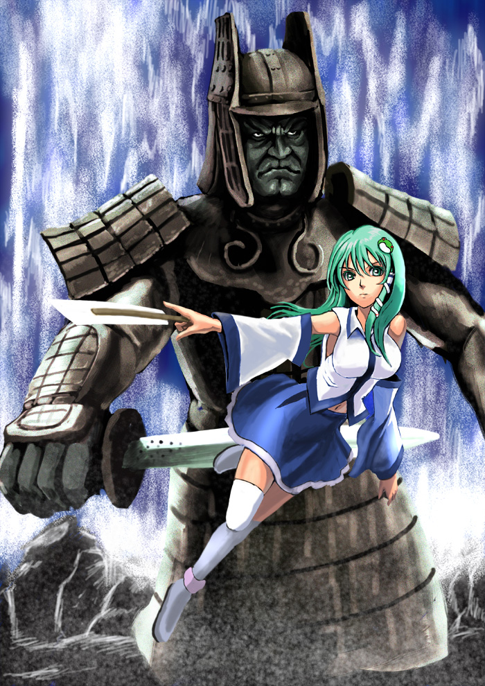 kochiya sanae and daimajin (touhou and 1 more) drawn by nyoruniru