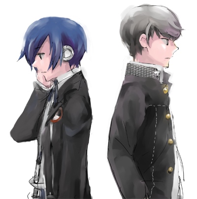 narukami yu and yuuki makoto (persona and 2 more) drawn by tsuji_yuzu