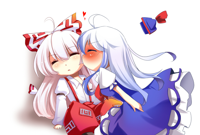 fujiwara no mokou and kamishirasawa keine (touhou) drawn by yetworldview_kaze
