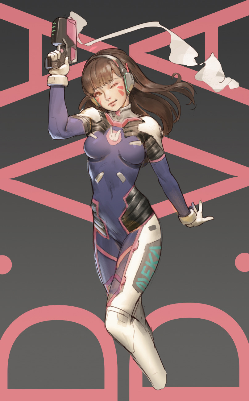 d.va (overwatch and 1 more) drawn by timbougami