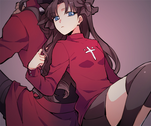 tohsaka rin and archer (fate and 1 more) drawn by suga_(suga_suga)