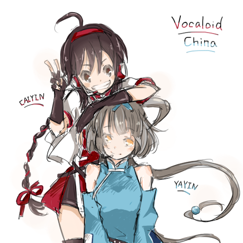 luo tianyi and yuezheng ling (vocaloid and 1 more) drawn by captain_yue