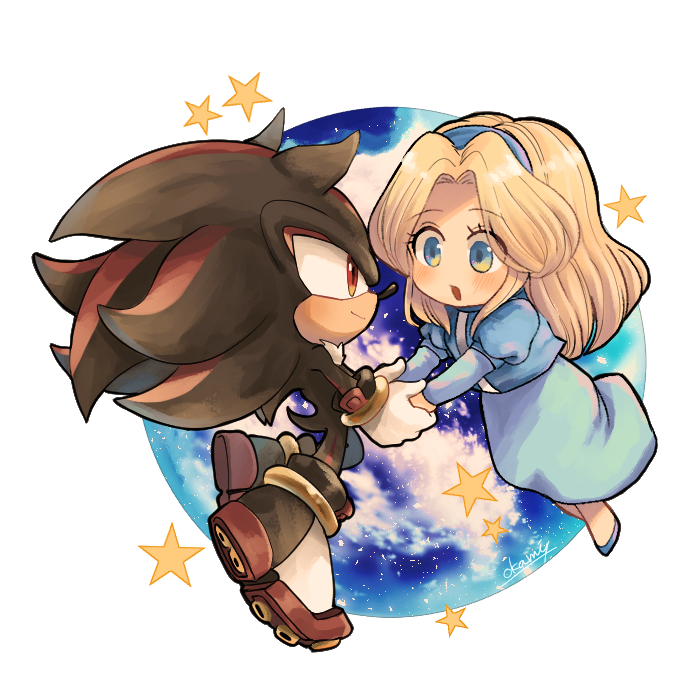 shadow the hedgehog and maria robotnik (sonic) drawn by tondamanuke