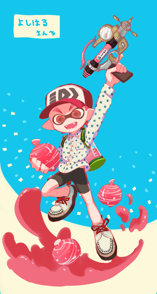 inkling player character and inkling boy (splatoon and 1 more) drawn by nichaku