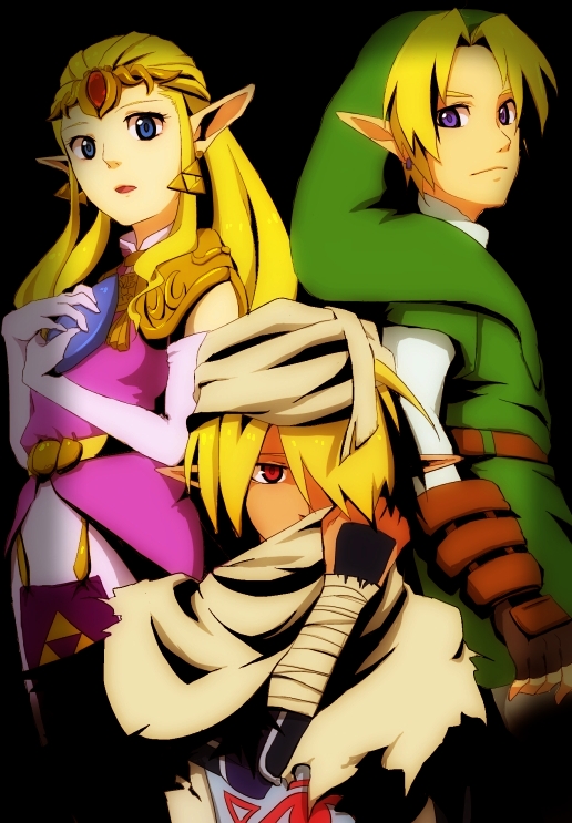 link, princess zelda, and sheik (the legend of zelda and 1 more) drawn by 317_(saina)