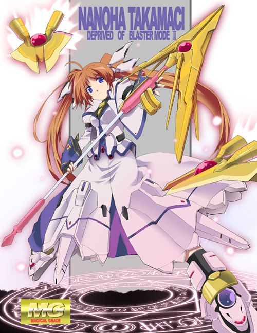 takamachi nanoha and raising heart (lyrical nanoha and 1 more) drawn by okiura