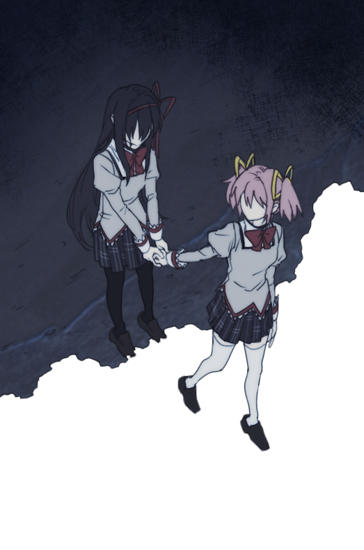 akemi homura and kaname madoka (mahou shoujo madoka magica) drawn by mamasna_(mattna_mmm)