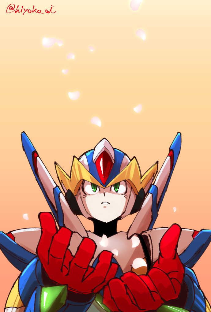 x and falcon armor x (mega man and 1 more) drawn by hiyoko_ai