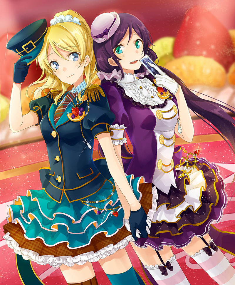 tojo nozomi and ayase eli (love live! and 2 more) drawn by lunica