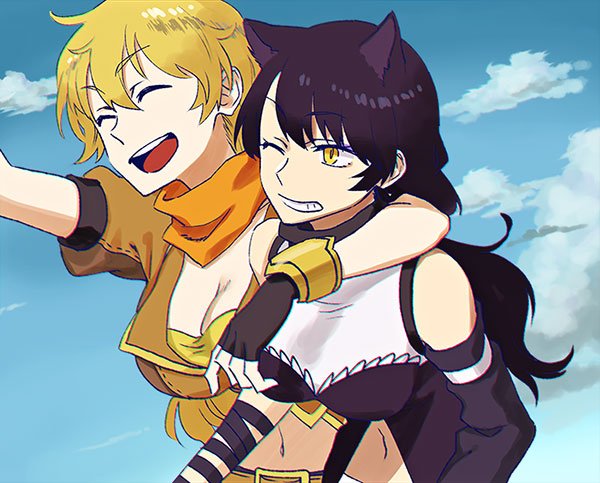 yang xiao long and blake belladonna (rwby) drawn by kuroda_(nanchara_flight)