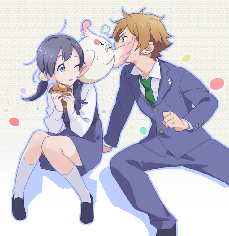 kitashirakawa tamako, ooji mochizou, and dera mochimazzui (tamako market) drawn by jumping_dogeza