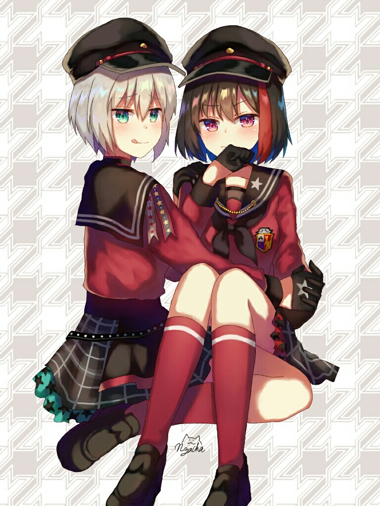 mitake ran and aoba moca (bang dream!) drawn by nyacha_(tya_n_ya)