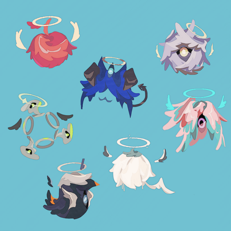 exusiai, mostima, executor, ambriel, arene, and 2 more (arknights) drawn by jiuguzi