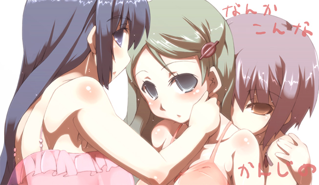 nagato yuki, asakura ryoko, and kimidori emiri (suzumiya haruhi no yuuutsu) drawn by tokyo_(great_akuta)
