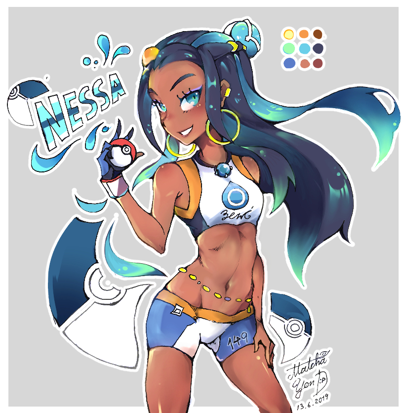 nessa (pokemon and 1 more) drawn by matchayend