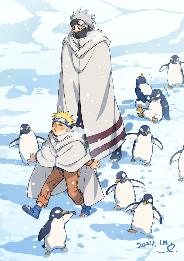 uzumaki naruto and hatake kakashi (naruto) drawn by i_(kaiyou)