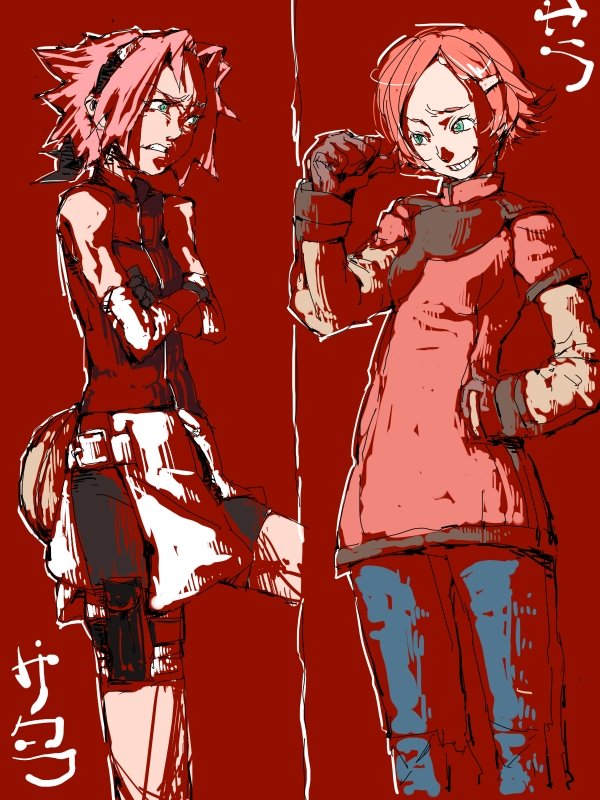 haruno sakura and sara kodama (naruto and 2 more) drawn by mochihada