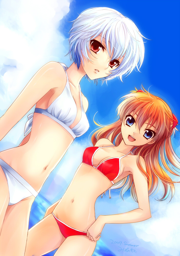souryuu asuka langley and ayanami rei (neon genesis evangelion) drawn by mizunomoto