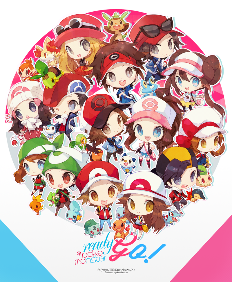 dawn, may, rosa, hilda, red, and 27 more (pokemon and 9 more) drawn by welchino