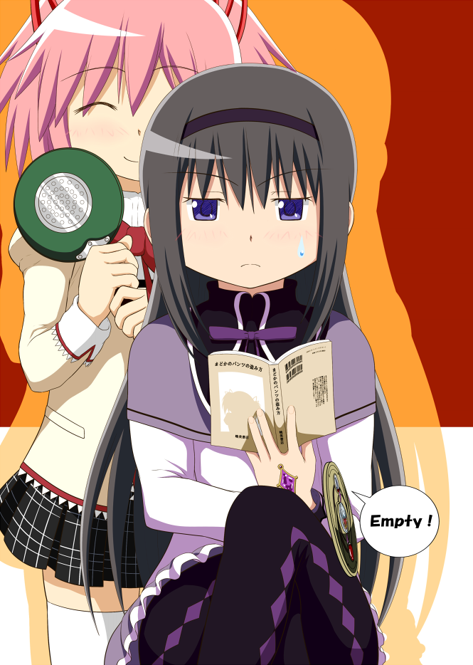 akemi homura and kaname madoka (mahou shoujo madoka magica) drawn by hamaguri_(hamaguri1234)