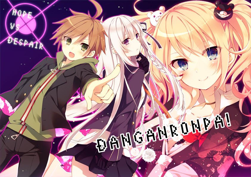 kirigiri kyoko, enoshima junko, and naegi makoto (danganronpa and 1 more) drawn by toosaka_asagi