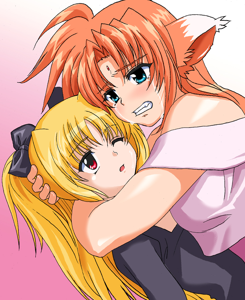 fate testarossa and arf (lyrical nanoha and 2 more) drawn by g-tetsu